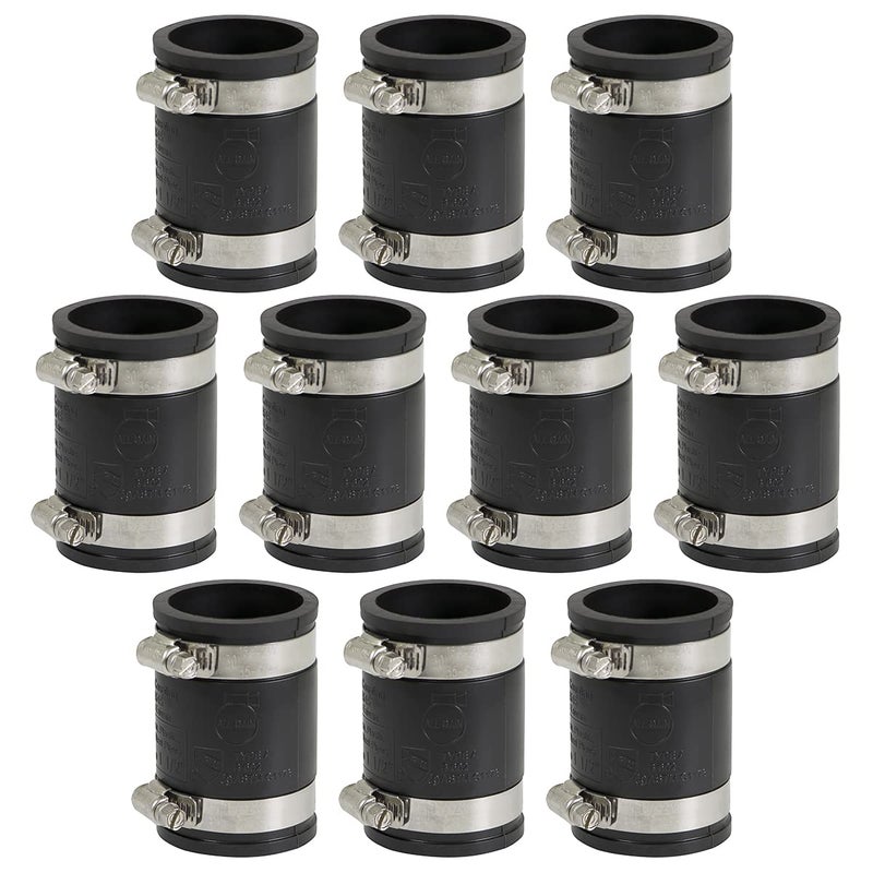 SUPPLYGIANT Supply Giant 6I46x10 Flexible PVC Coupling with Stainless Steel clamps 1-1/2'', Black (pack of 10) - Image 1